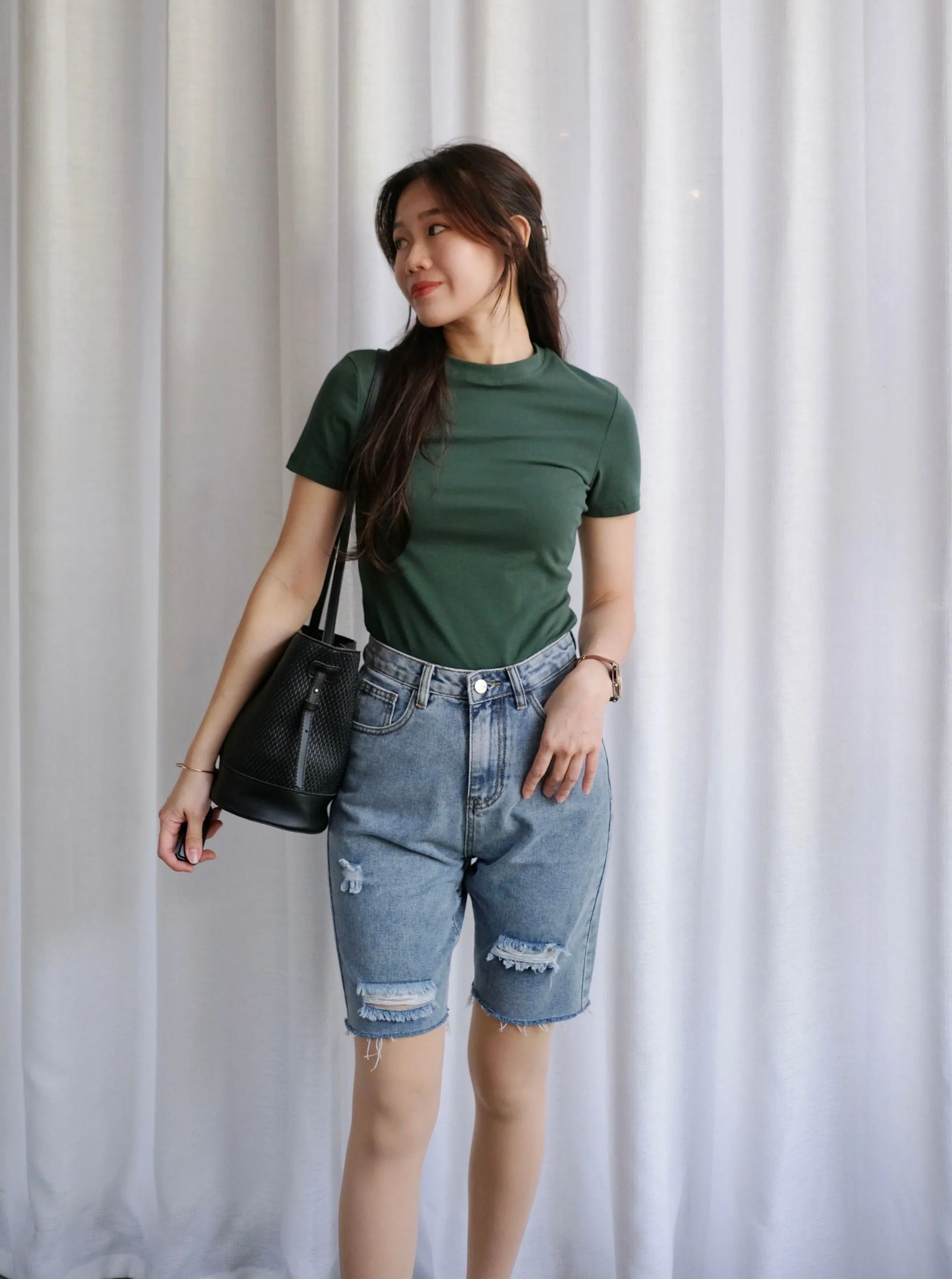 ACEWIN Mid-Length Ripped Jeans Shorts (Size S-XL) 300976