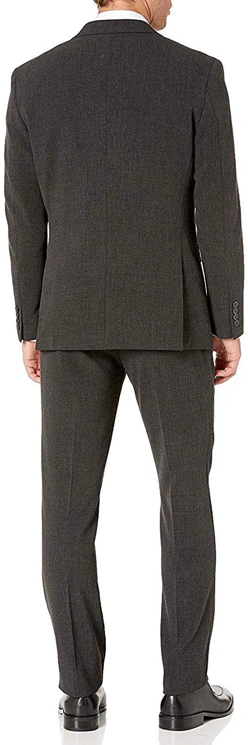 Adam Baker Men's Single Breasted Stretch Slim Fit Stretch 2-Button Vested Suit Set