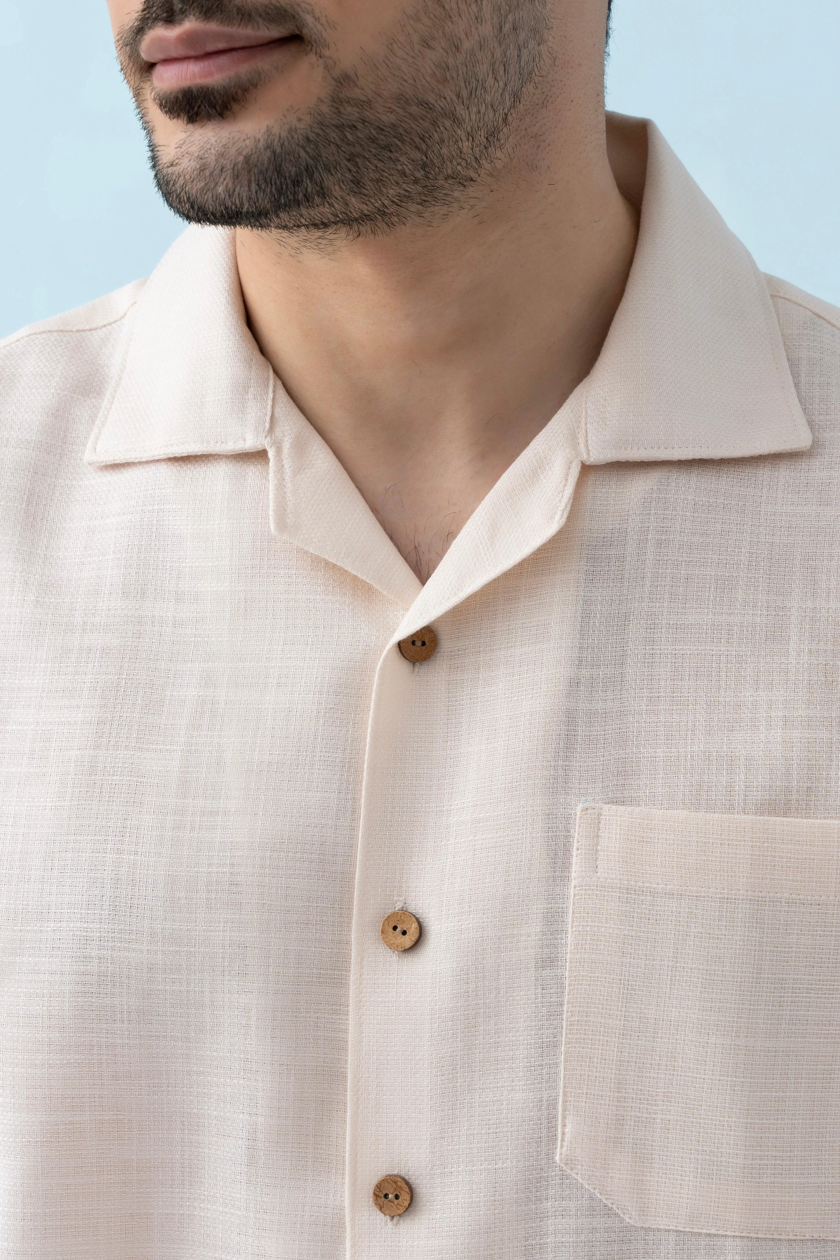 AirKnit Cuban Collar Shirt in Rose Beige