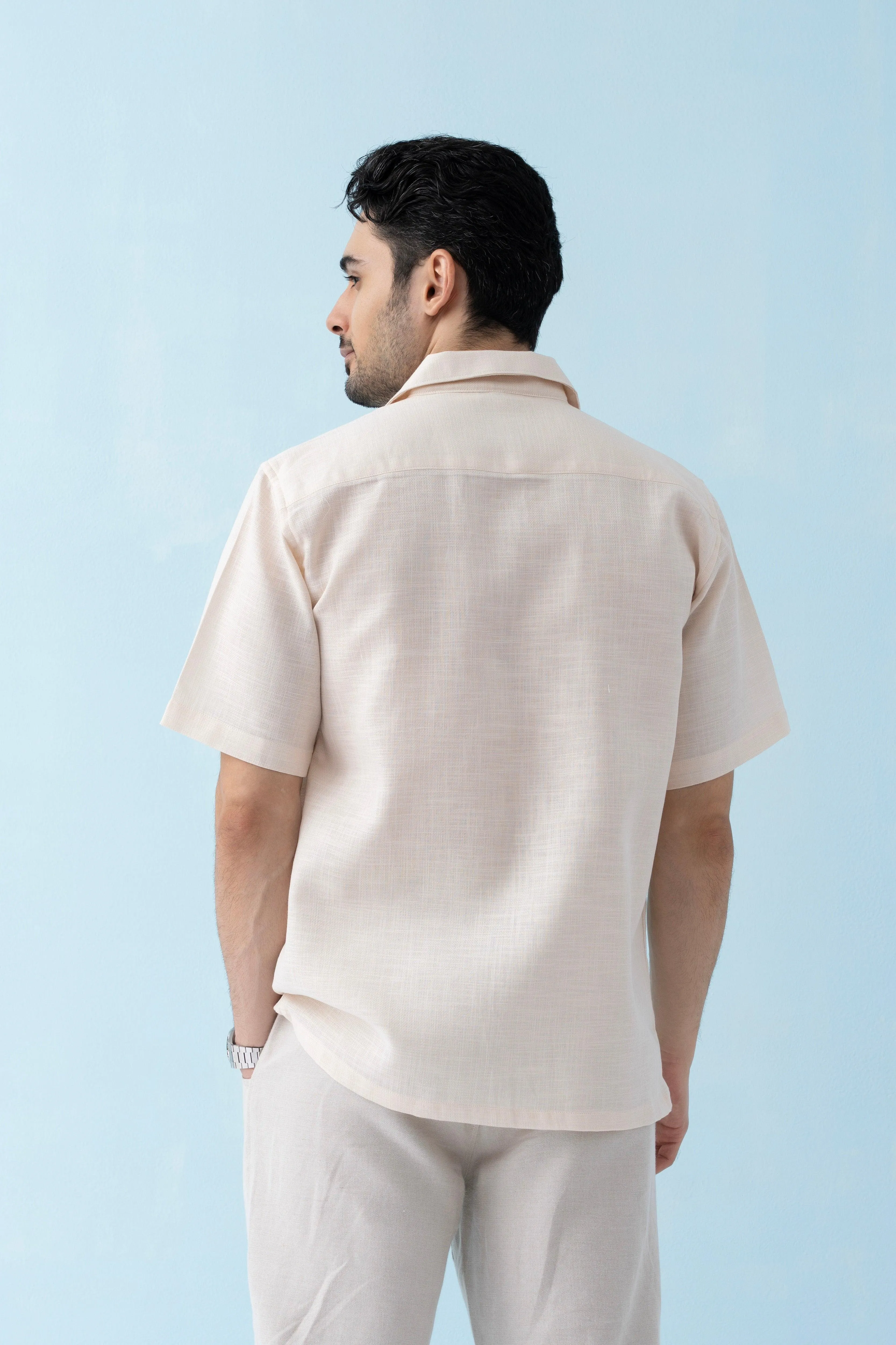 AirKnit Cuban Collar Shirt in Rose Beige