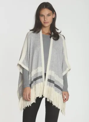 Ashley Fringe Poncho - Pumice