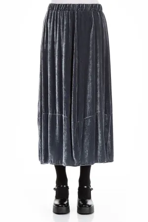 Balloon Silver Silk Velvet Skirt