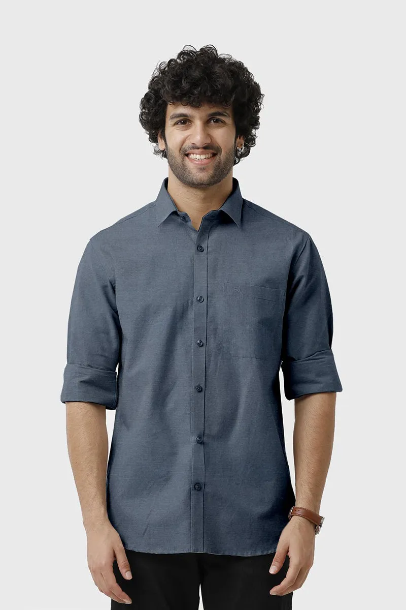 Bamboo Twill - Dark Blue Formal Shirts for Men | Ariser