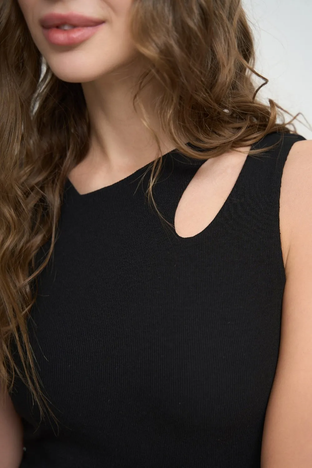 Black  Assymmetric Neckline Tank Top