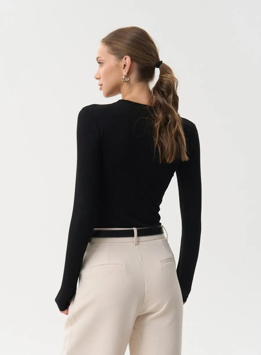 Black Basic Long Sleeve Top