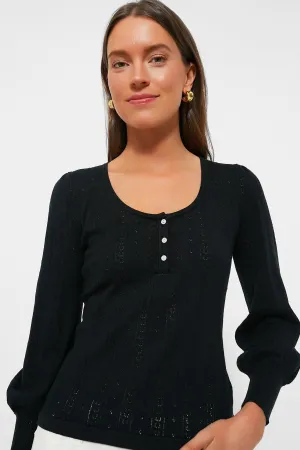 Black Pointelle Franklin Top