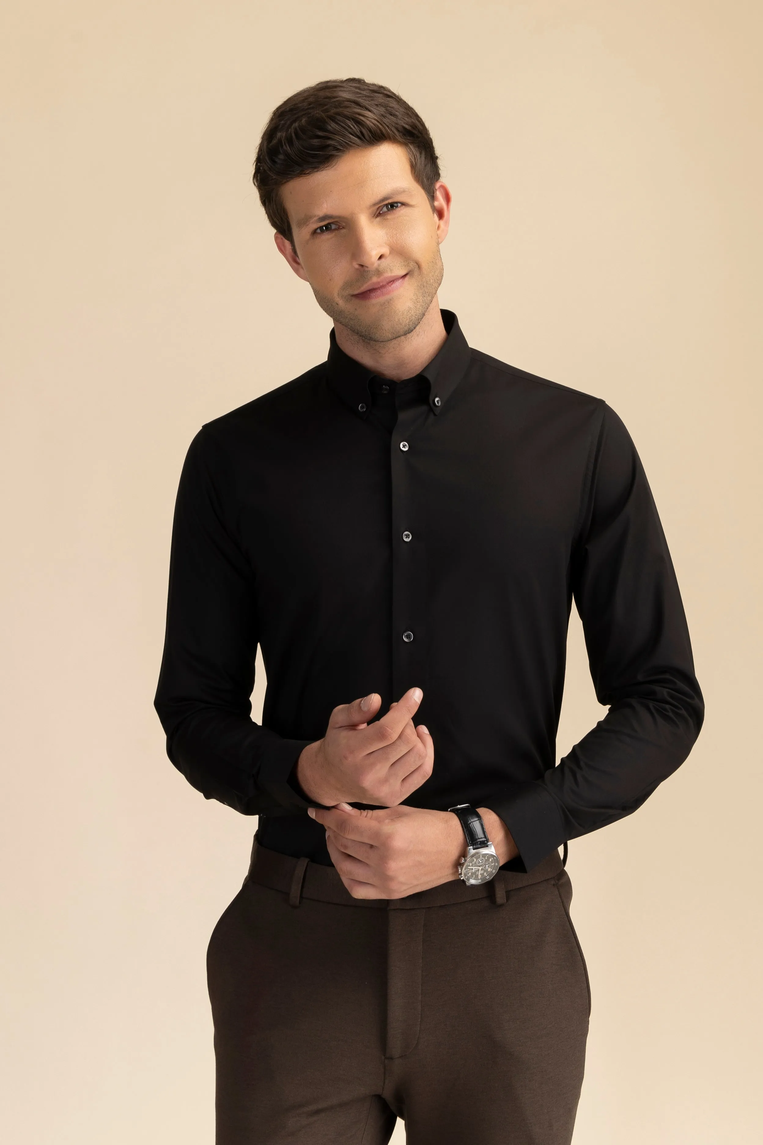 Black Poplin Solid Shirt