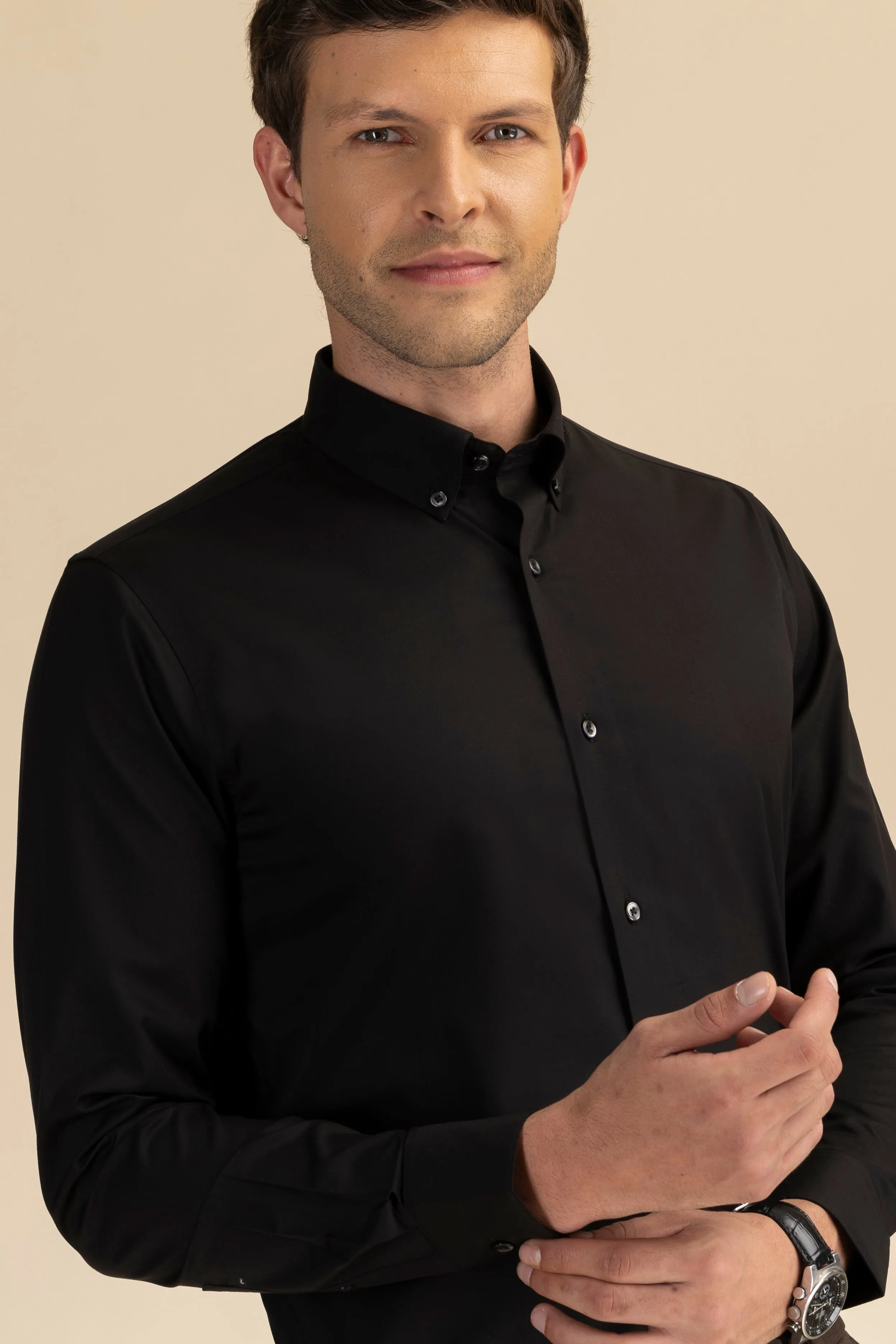 Black Poplin Solid Shirt