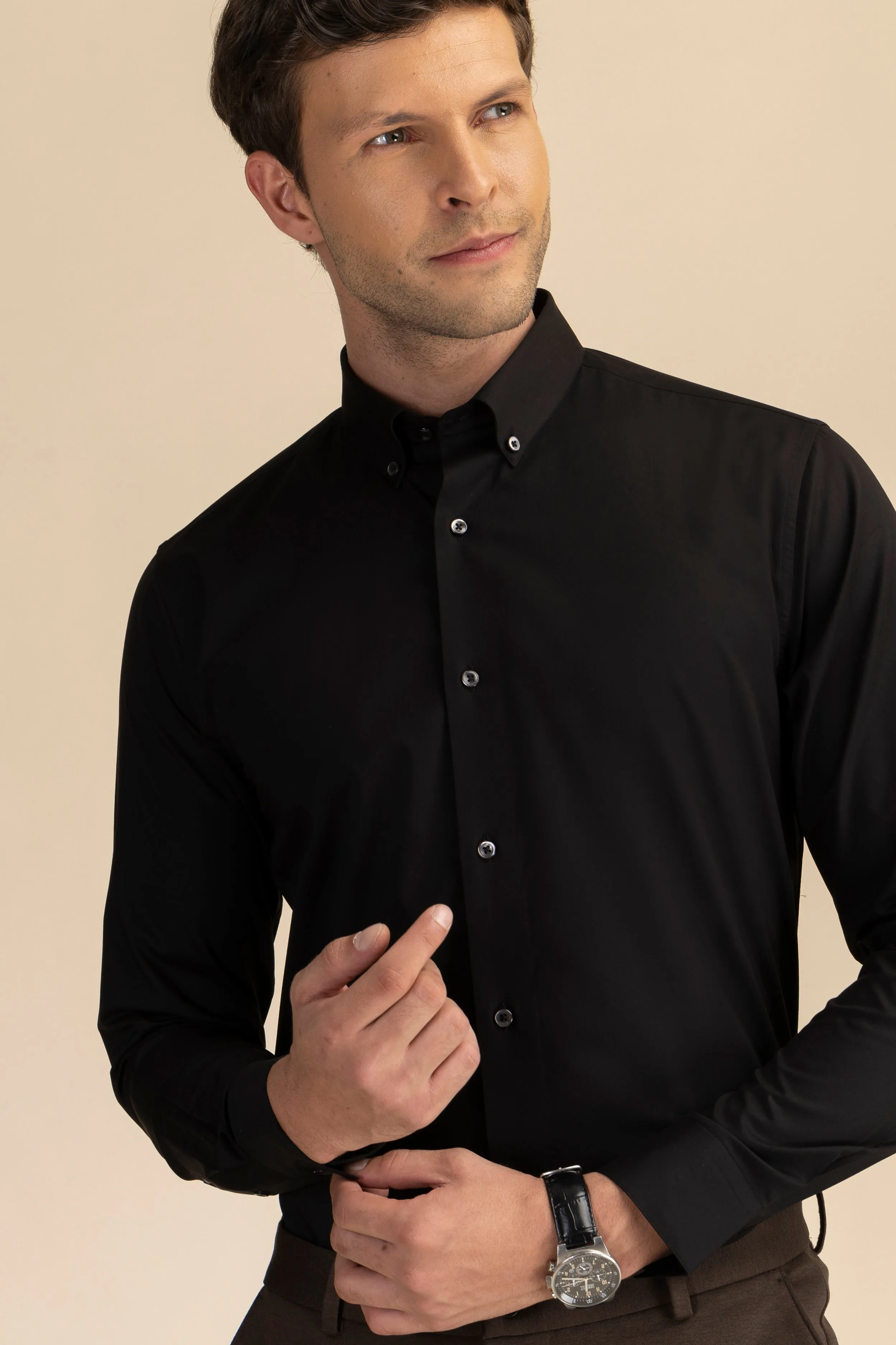 Black Poplin Solid Shirt