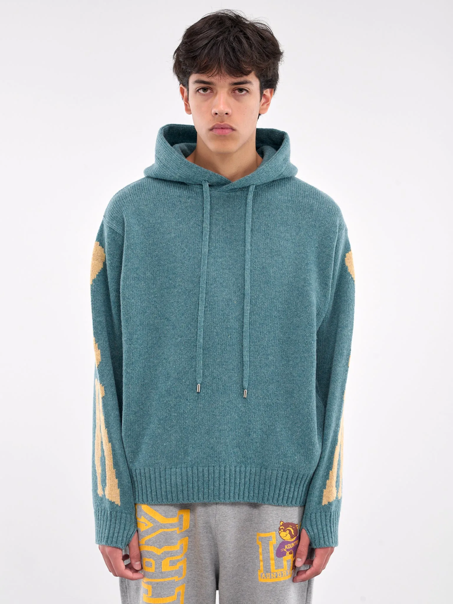 Bone Knit Hoodie (K2410KN079-SAX-BLUE)