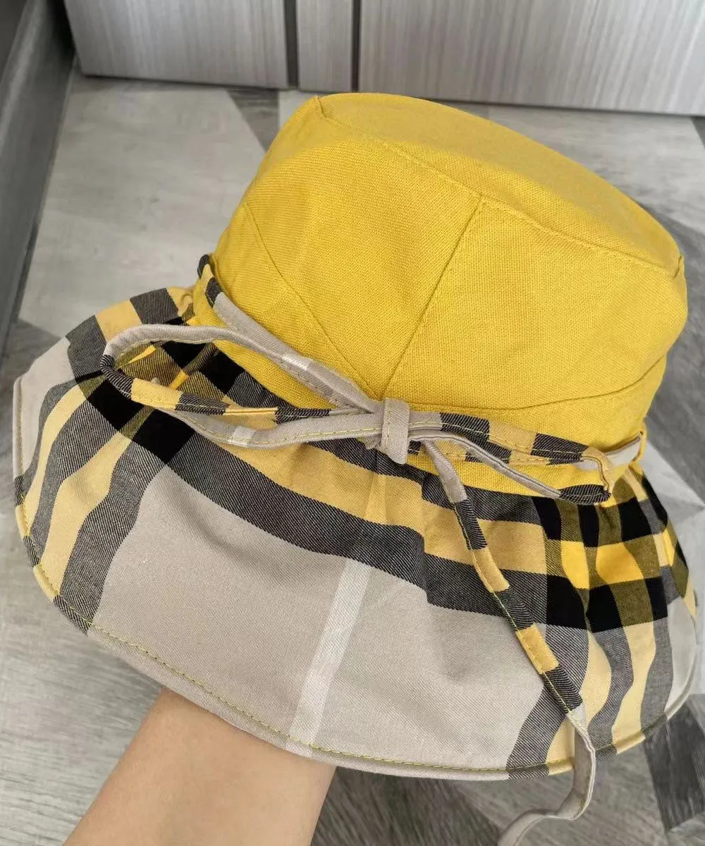 Boutique Versatile Holiday Yellow Plaid Hat YU1025