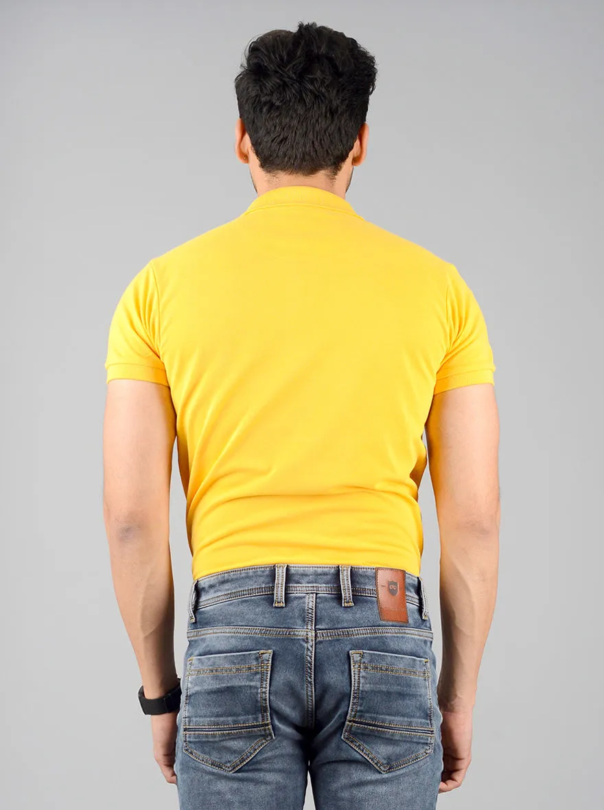 Bright Yellow Solid Slim Fit Polo T-shirt | Greenfibre