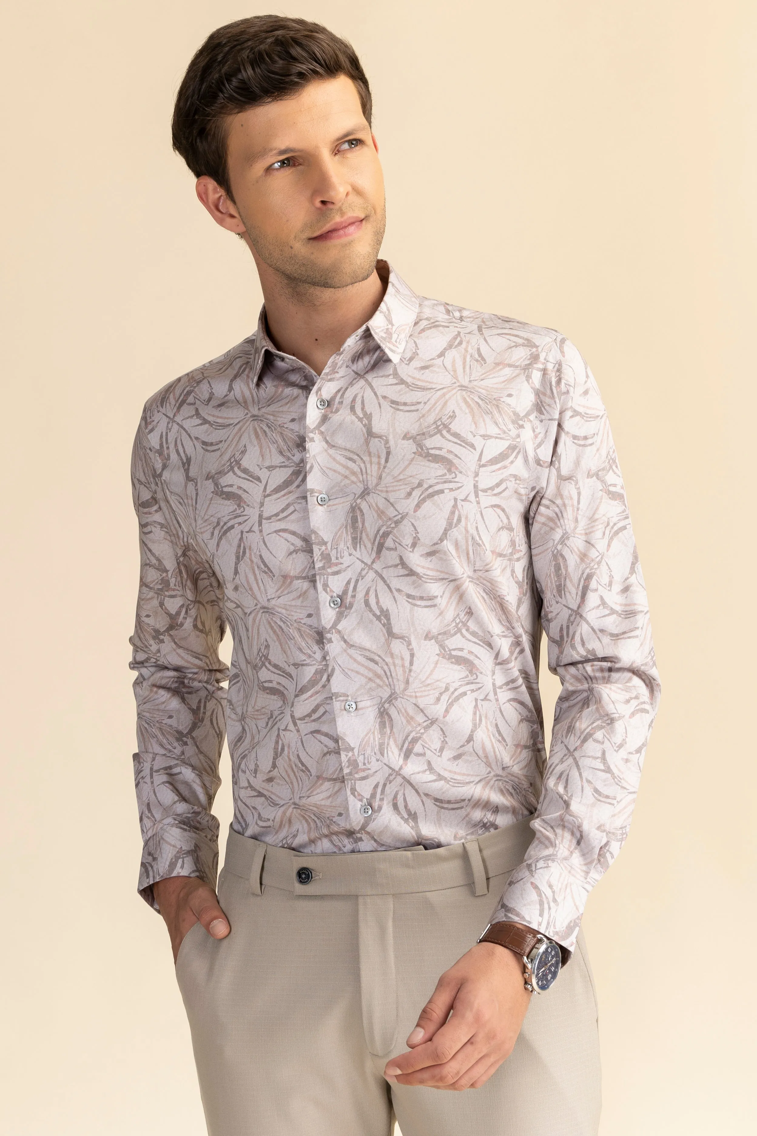 Brown abstract casual shirt EOSS