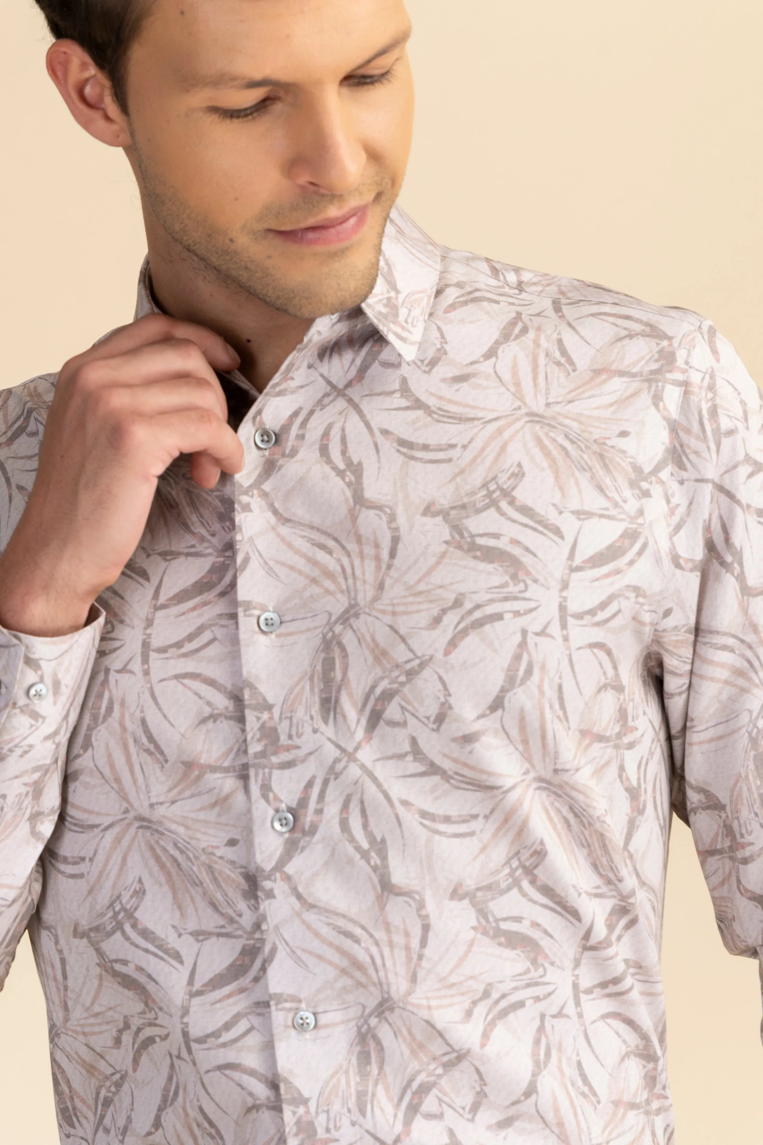 Brown abstract casual shirt EOSS