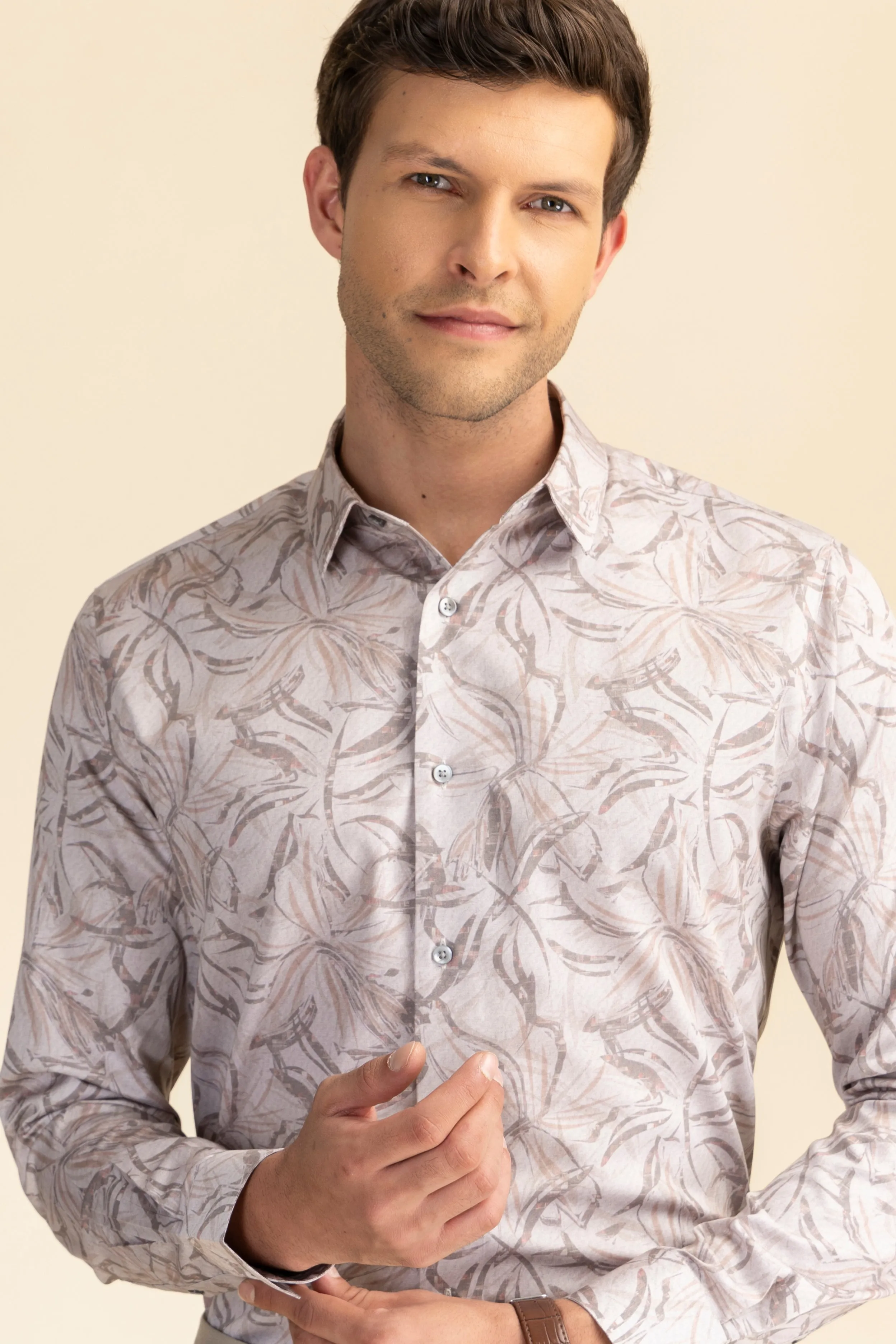 Brown abstract casual shirt EOSS