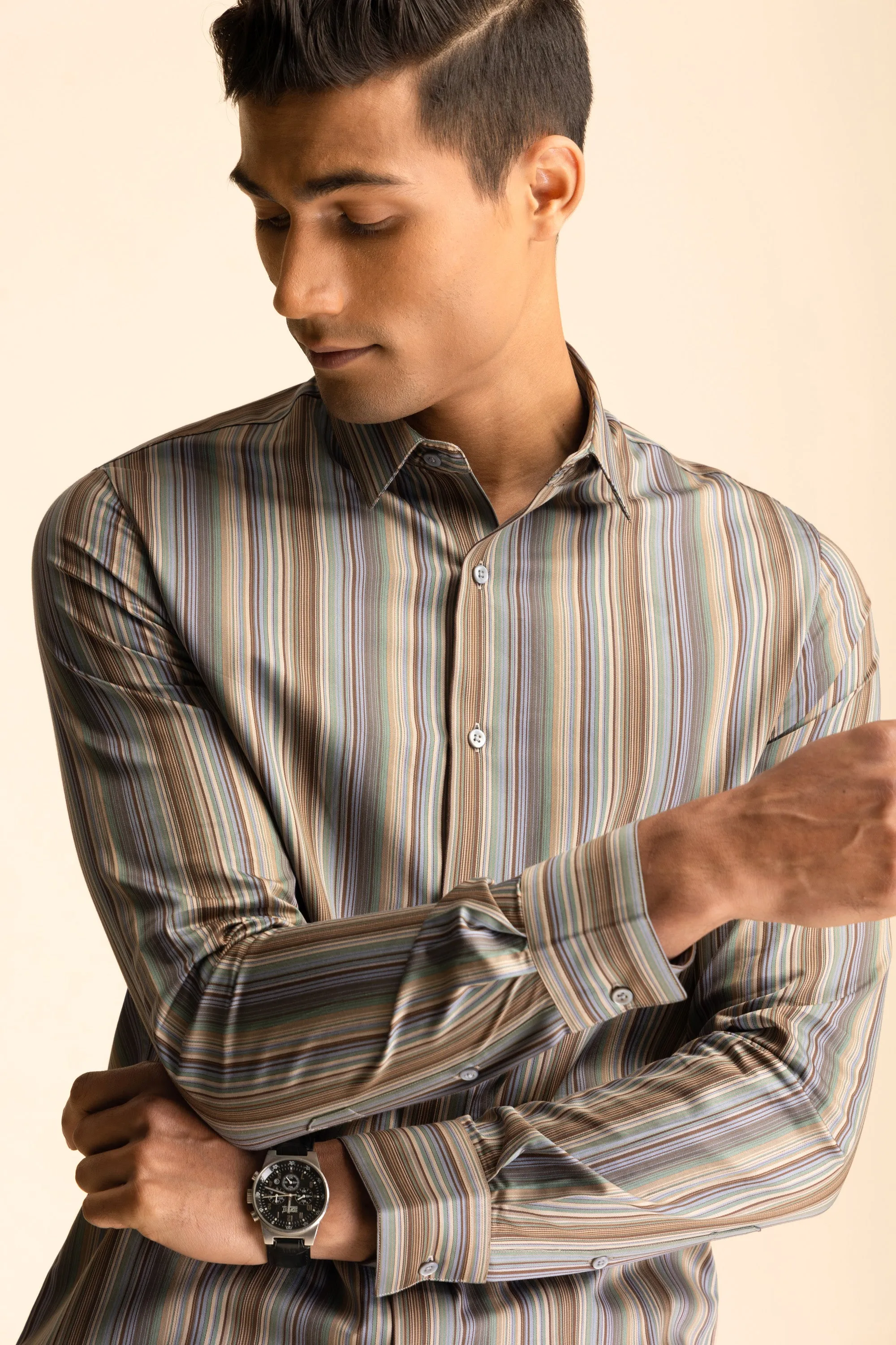 Brown Stripe Shirt EOSS