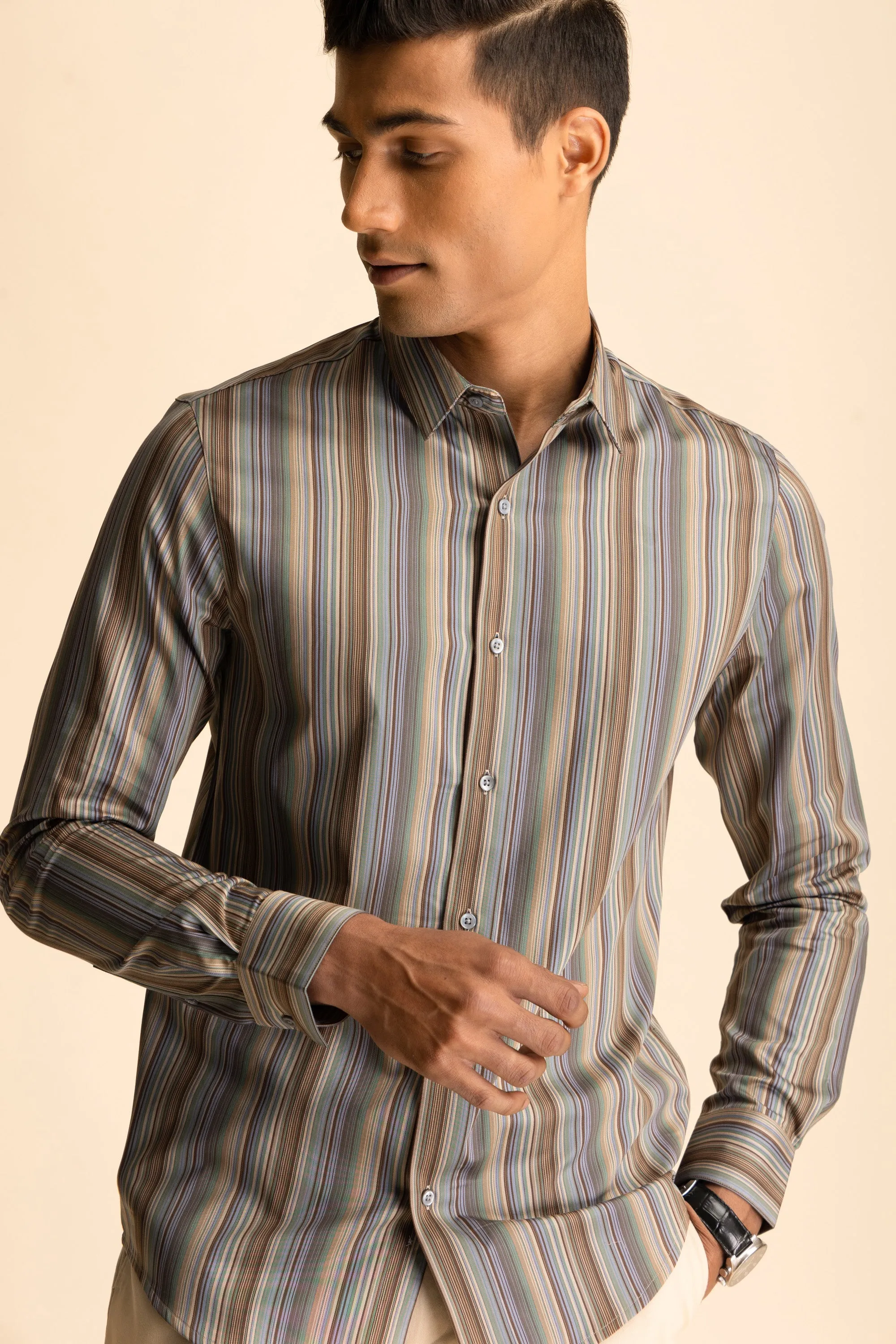 Brown Stripe Shirt EOSS