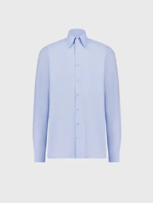 Cotton Shirt with Triple Stitching Light Blue