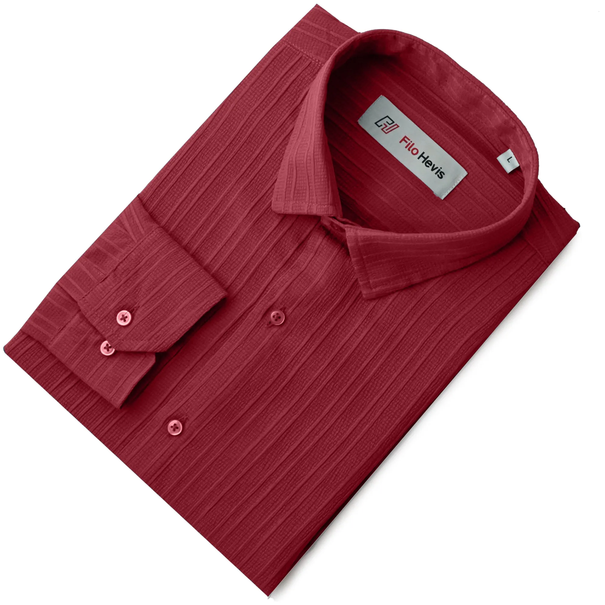 Crushed Self Stripe Red Shirt