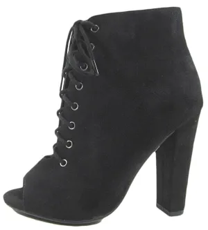 Delicious Women's Naomi Peep Toe Stacked Chunky Heel Ankle Bootie