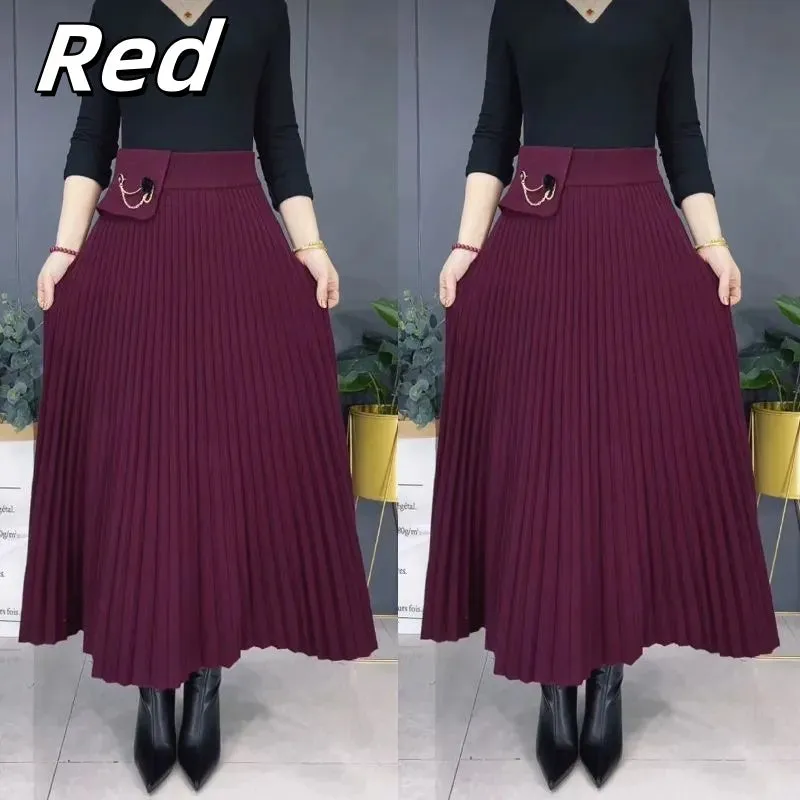 Elegant Solid Color Soft Pleated A-Line Skirt