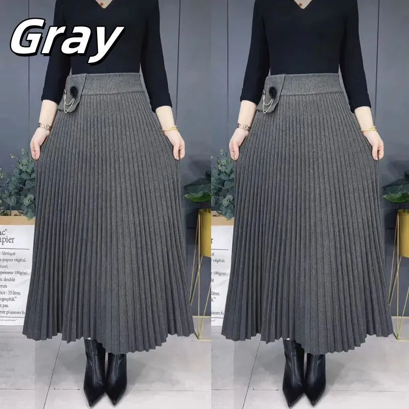 Elegant Solid Color Soft Pleated A-Line Skirt