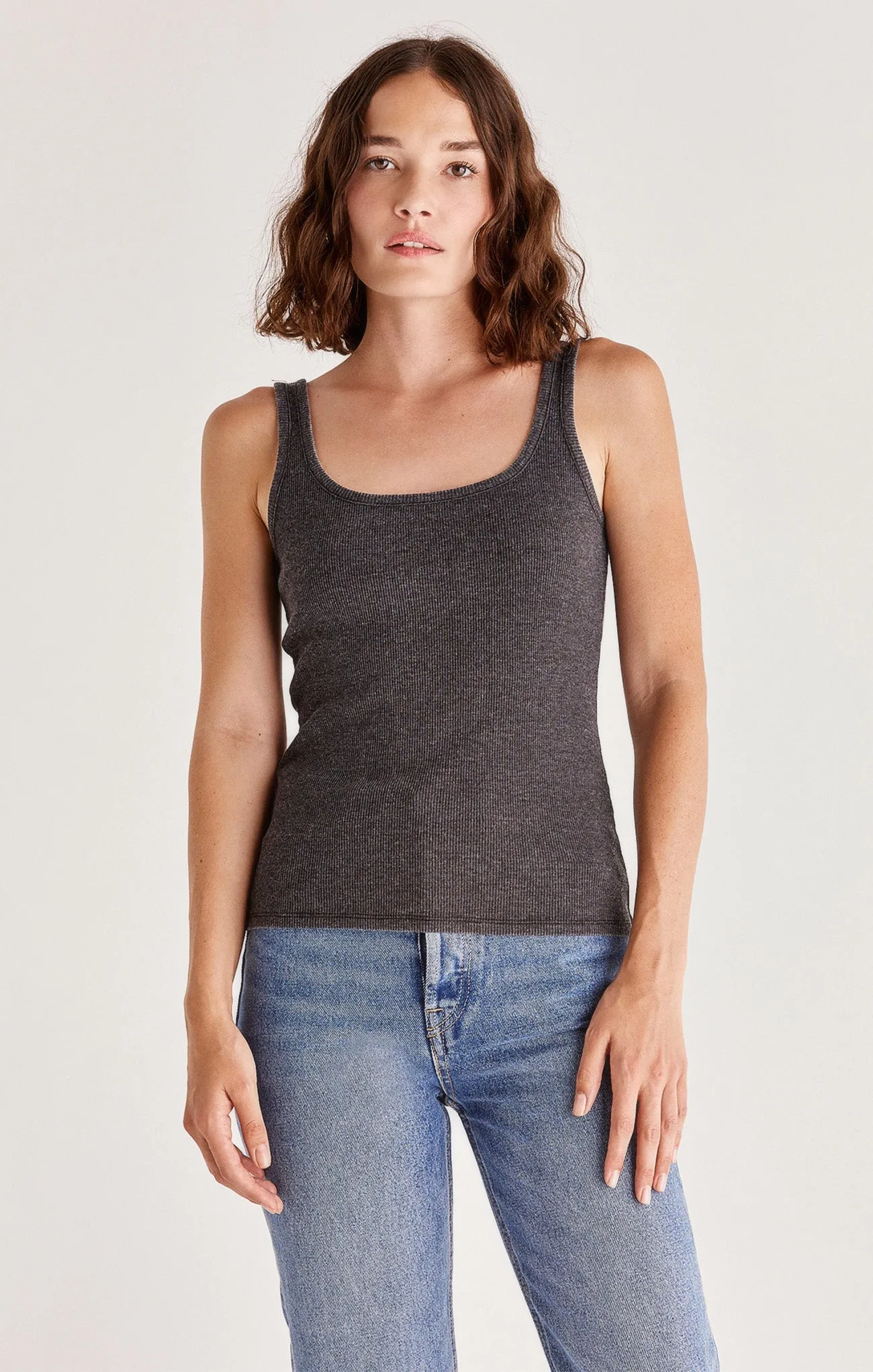 Ellen Rib Tank | Washed Black, Olive