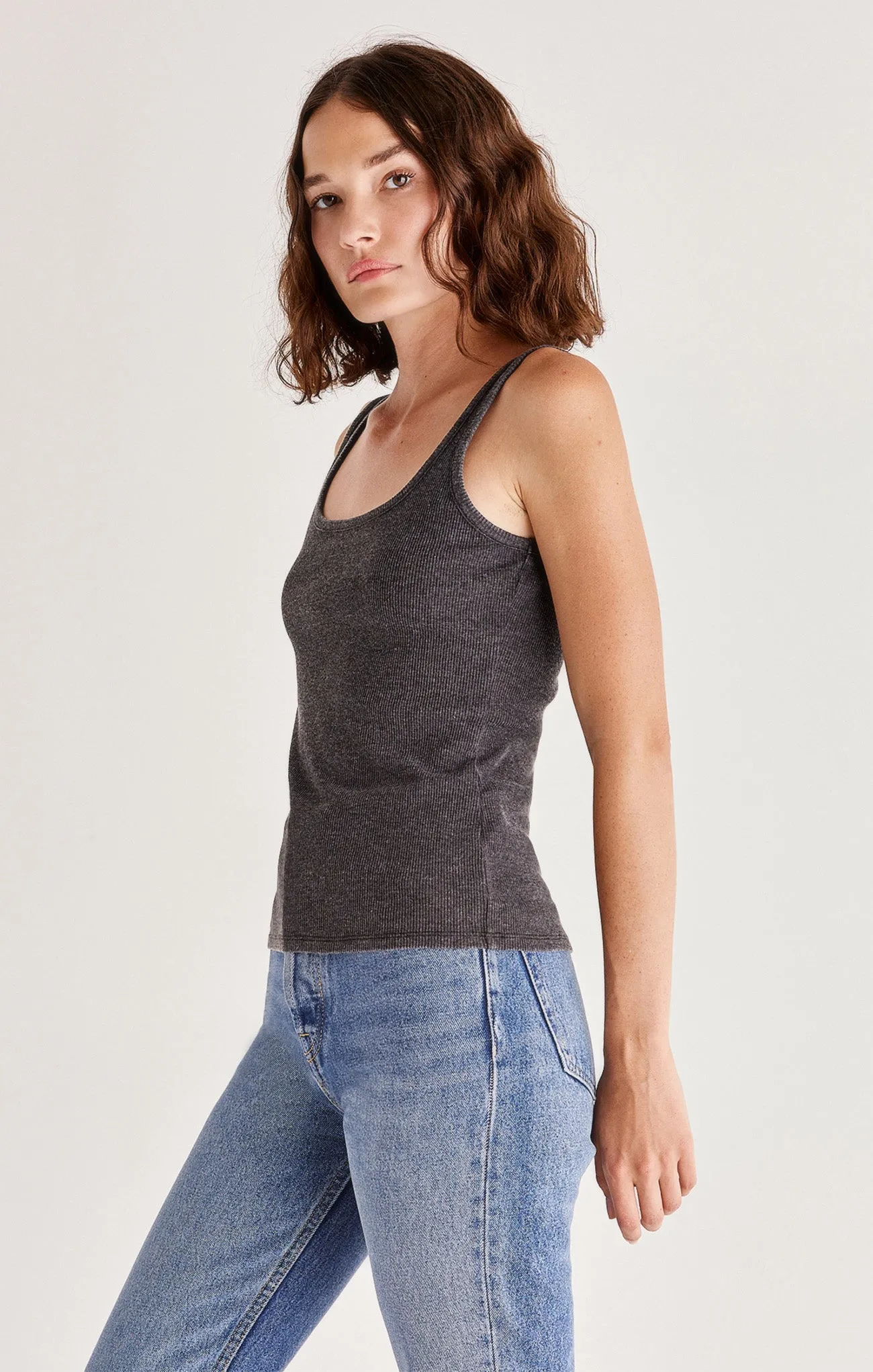 Ellen Rib Tank | Washed Black, Olive