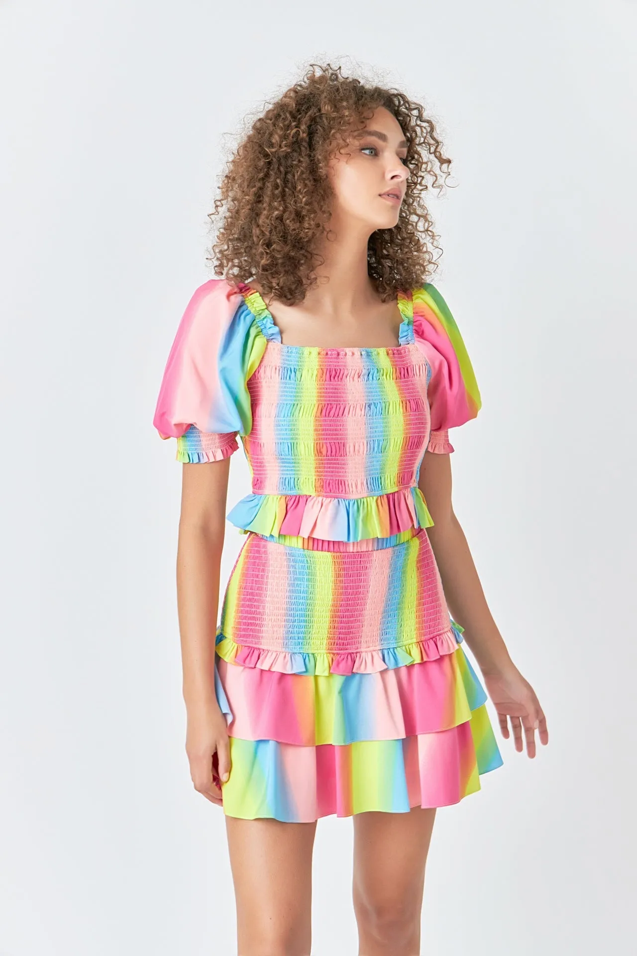 Endless Rose - Ombre Stripe Smocked Skirt