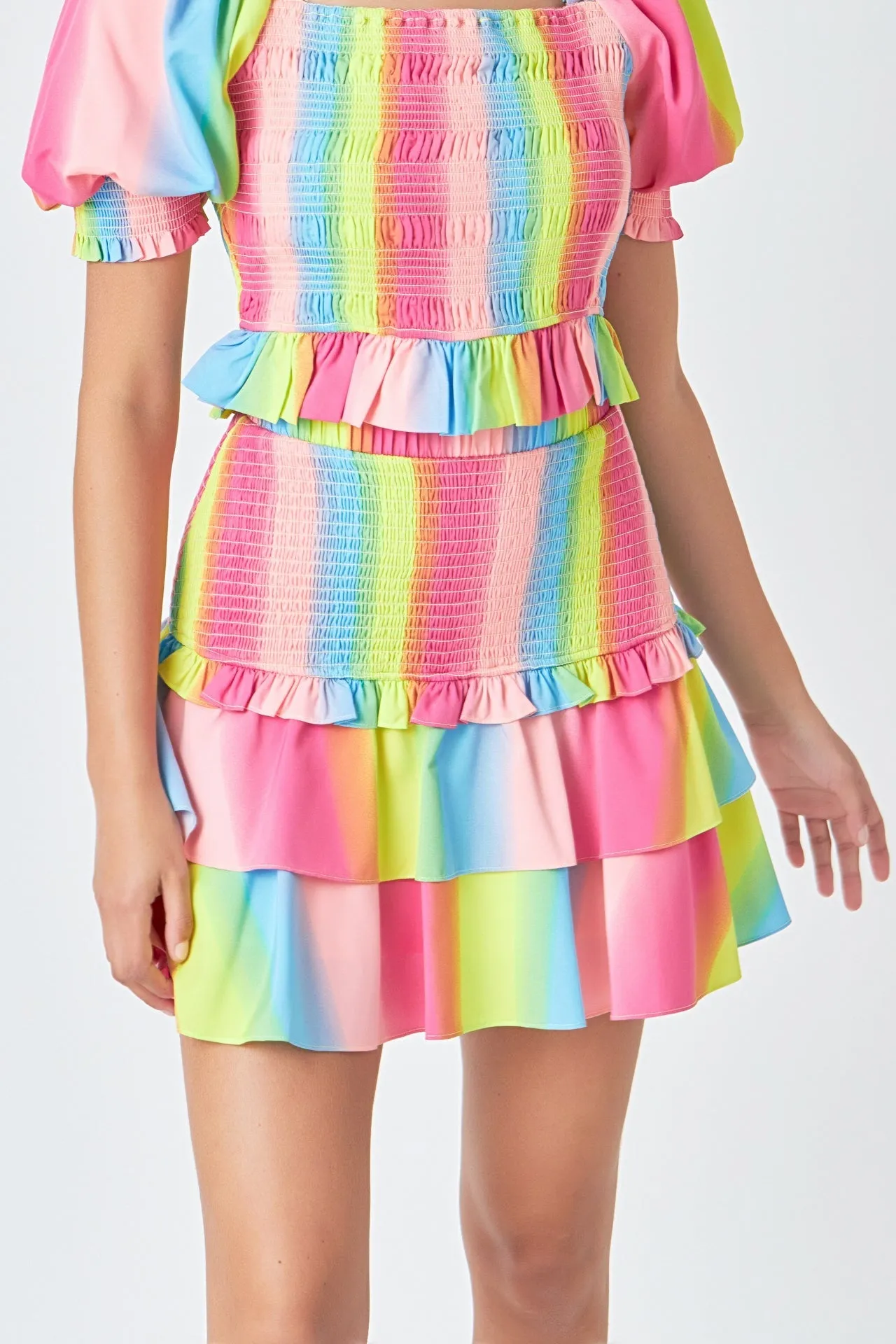 Endless Rose - Ombre Stripe Smocked Skirt