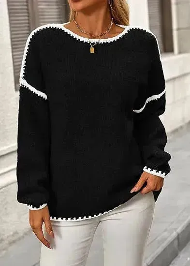 Fall And Winter Causal Long Sleeve Fleece Pullover sweater top women