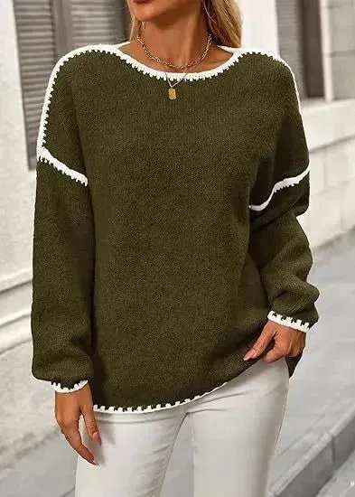 Fall And Winter Causal Long Sleeve Fleece Pullover sweater top women