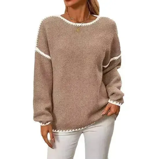 Fall And Winter Causal Long Sleeve Fleece Pullover sweater top women