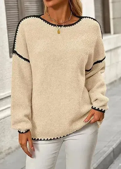 Fall And Winter Causal Long Sleeve Fleece Pullover sweater top women