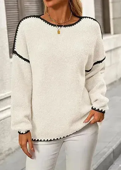 Fall And Winter Causal Long Sleeve Fleece Pullover sweater top women