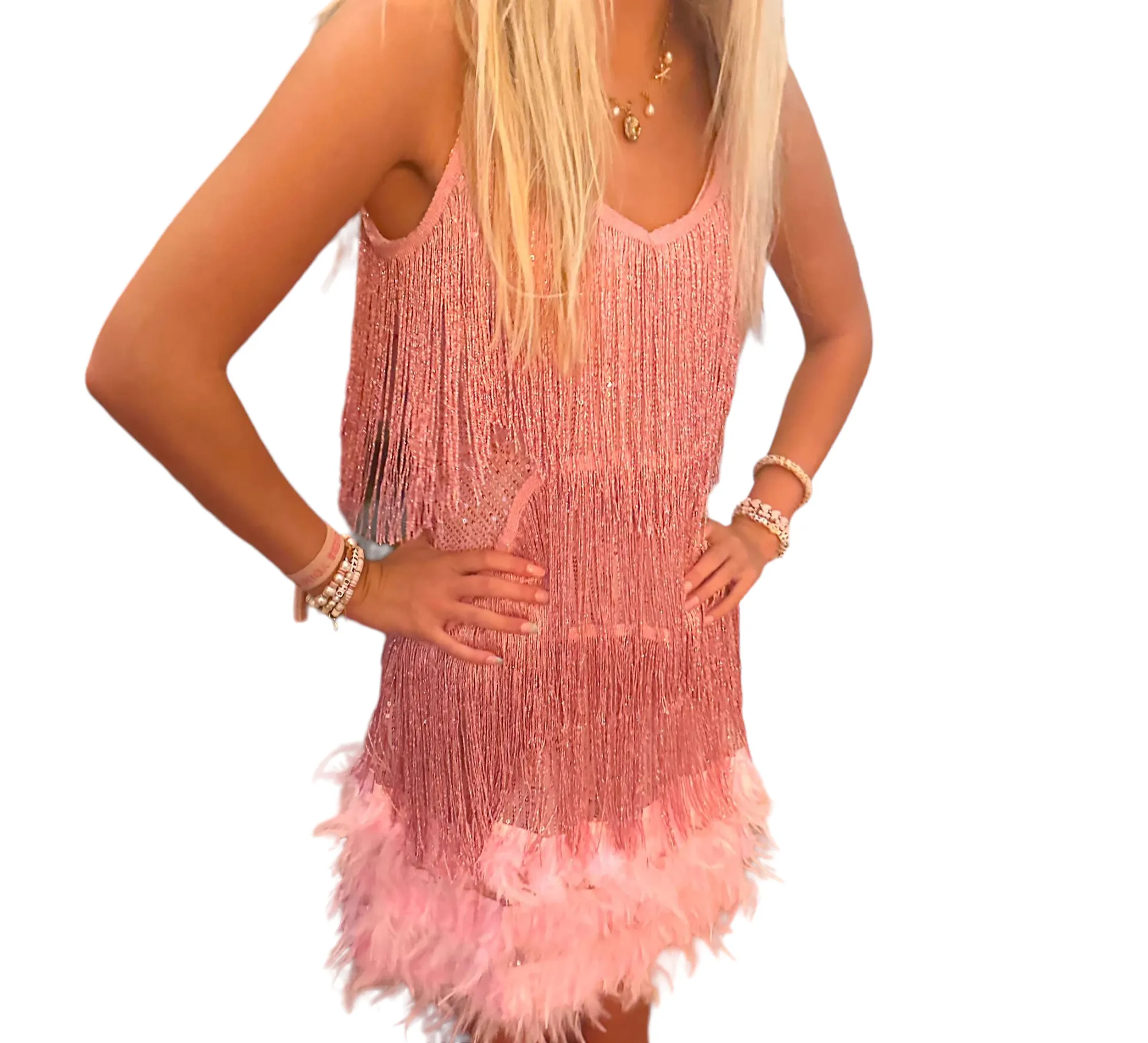 Feathered Sequin Dream Dress