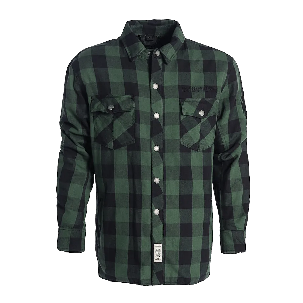 FLANNEL KEVLAR RIDING SHIRT GREEN-BLACK