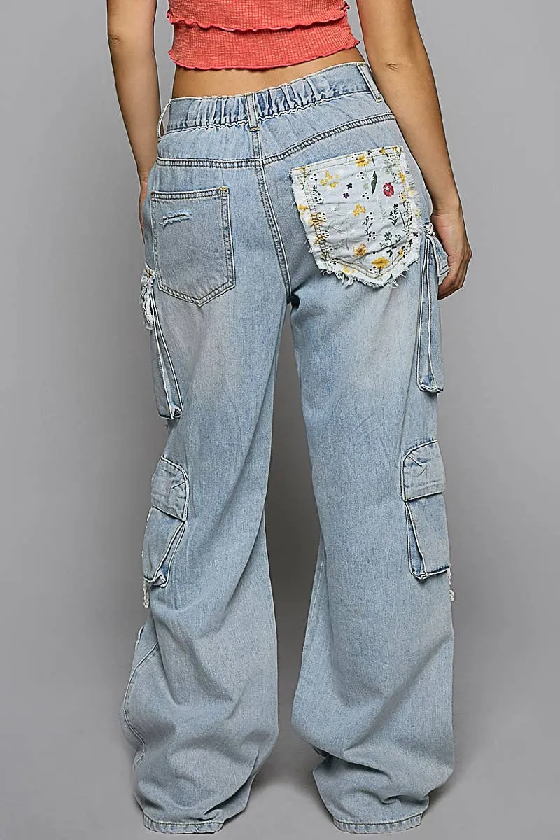 Floral Patches and Pockets Jeans