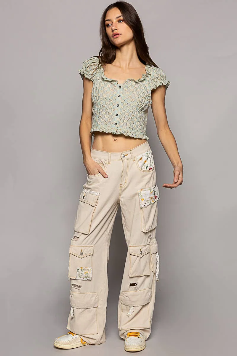 Floral Patches and Pockets Jeans