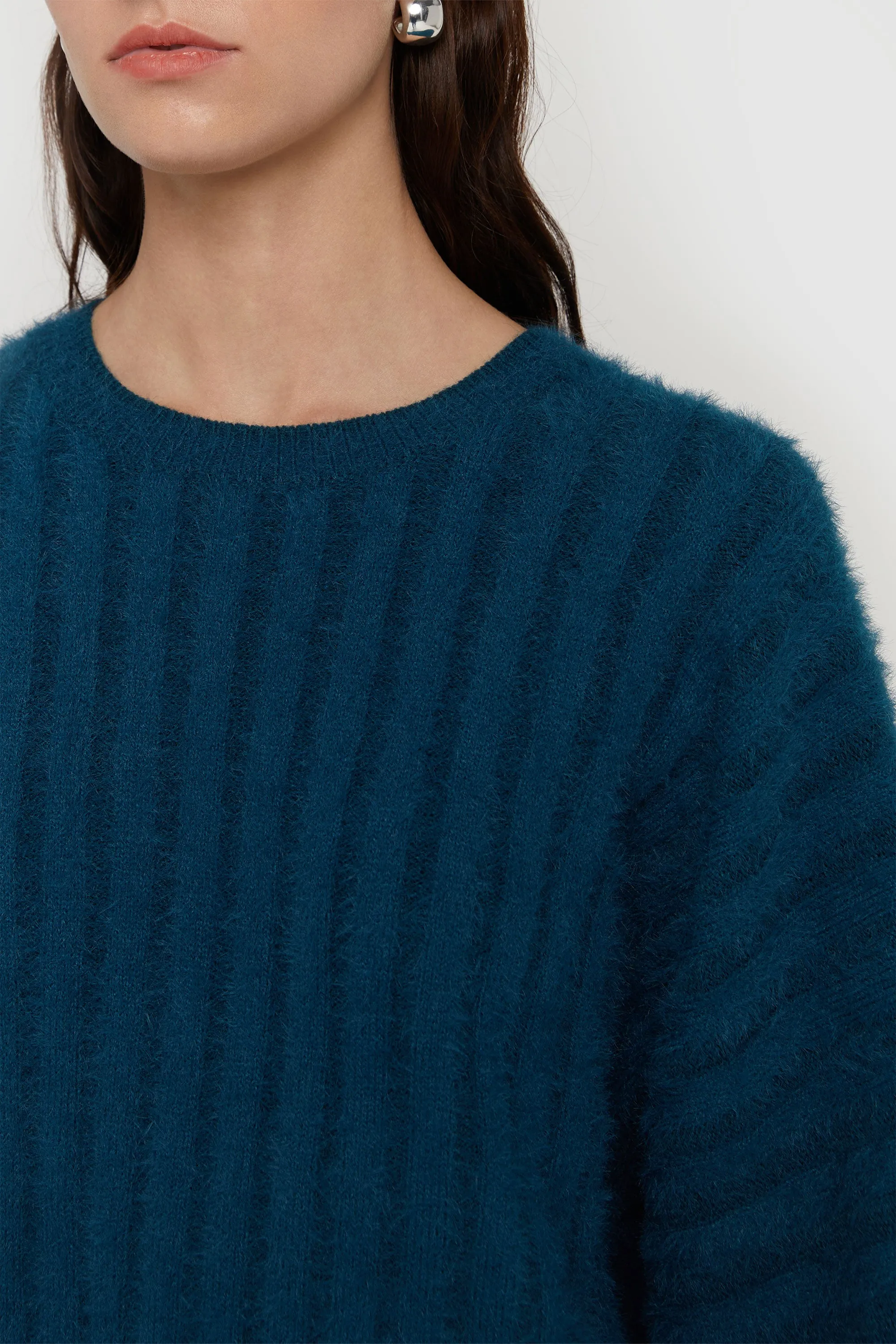 FUZZY RIBBED SWEATER