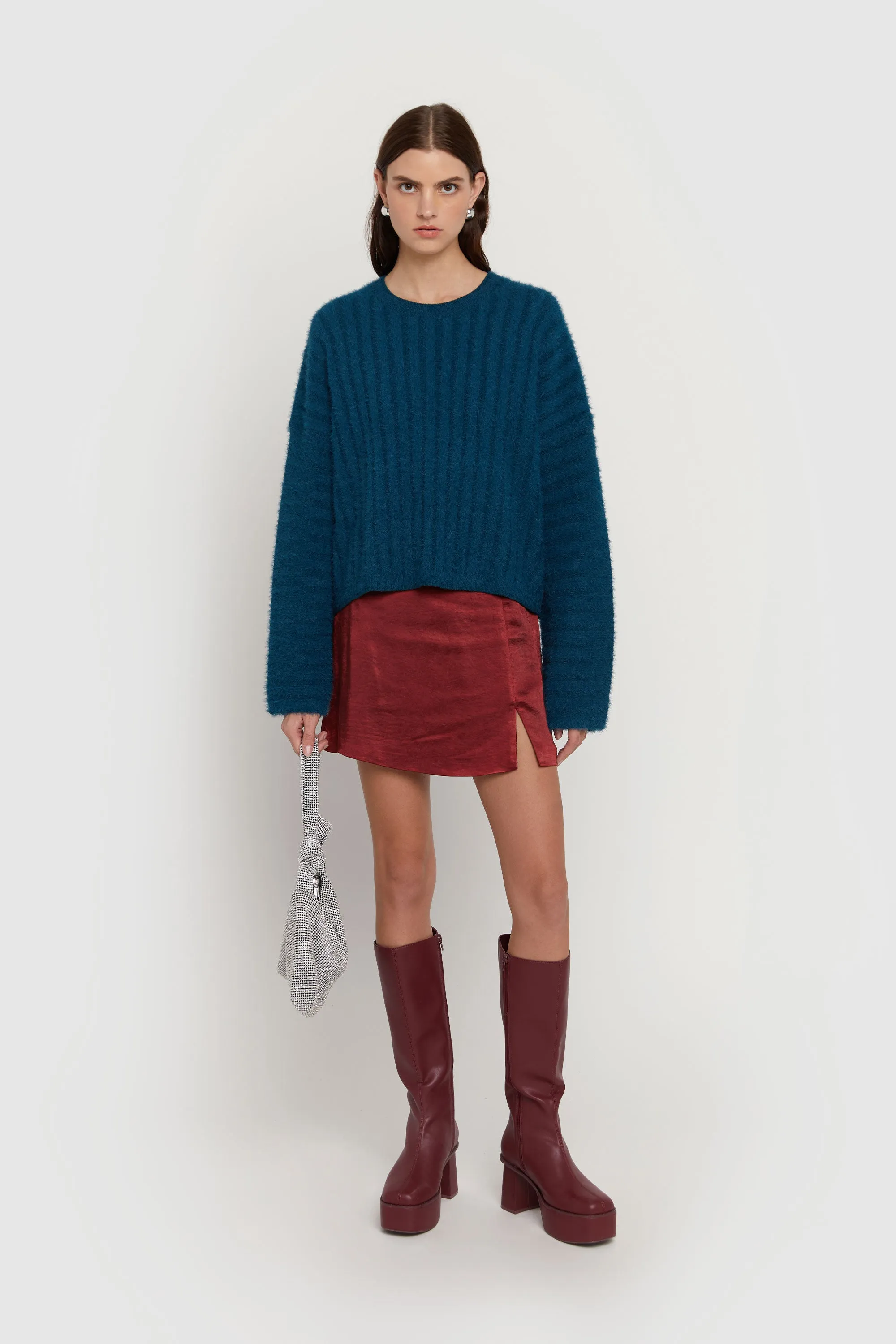 FUZZY RIBBED SWEATER