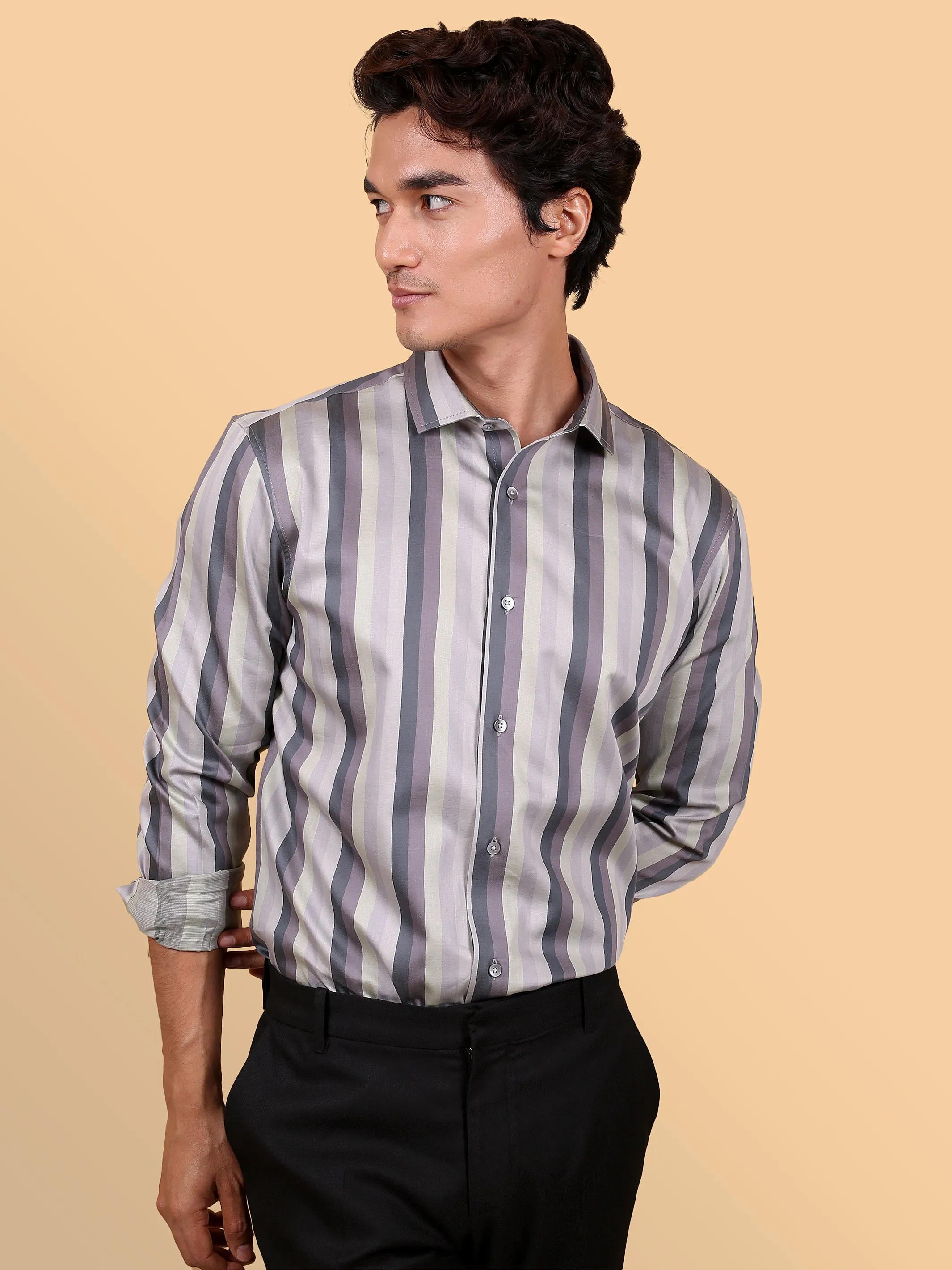 Grey Stripe Festive Shirt EOSS