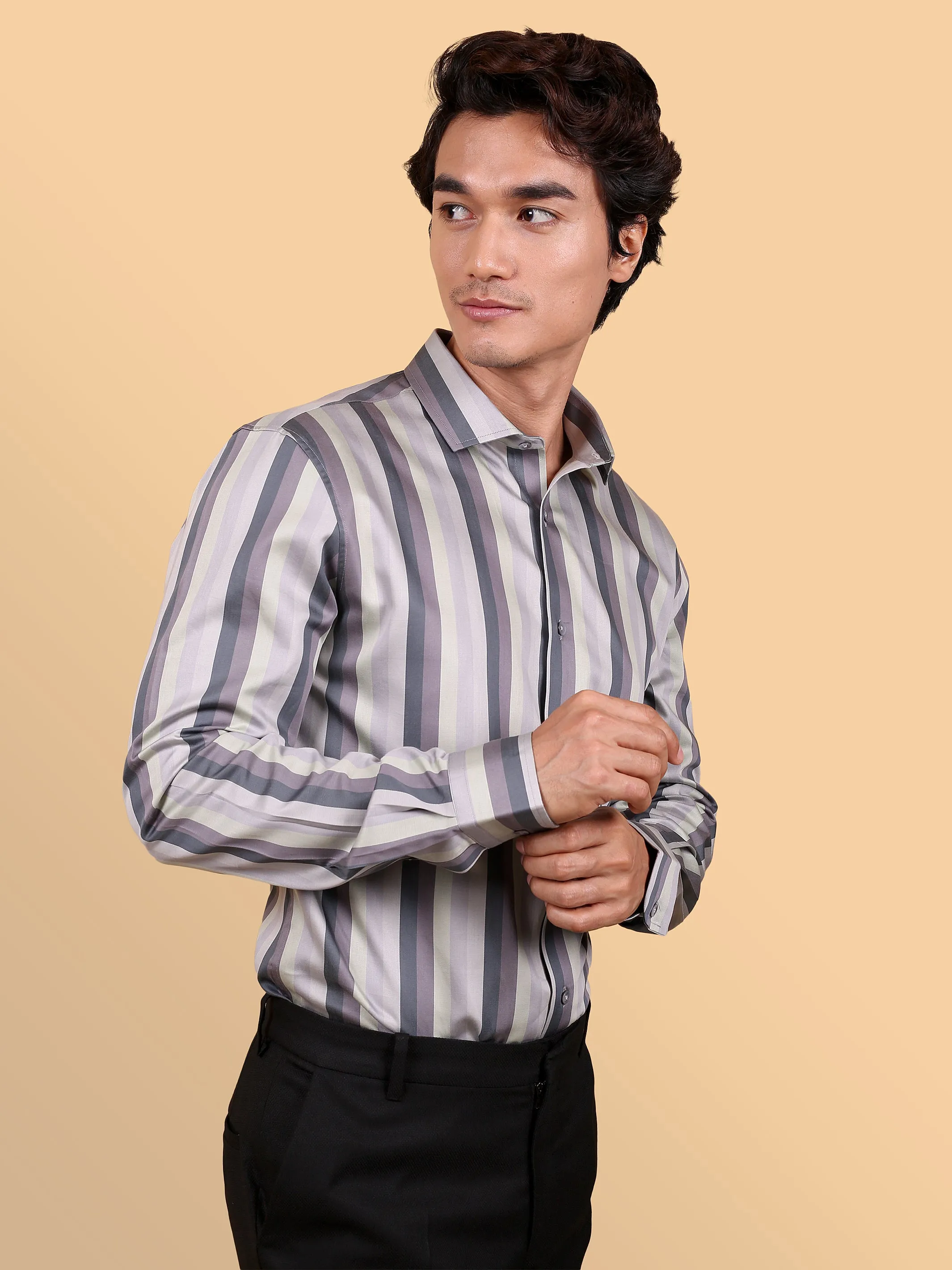 Grey Stripe Festive Shirt EOSS