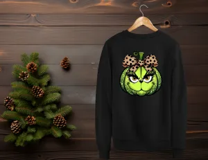 GRINCH FACE GLITTER SWEATER