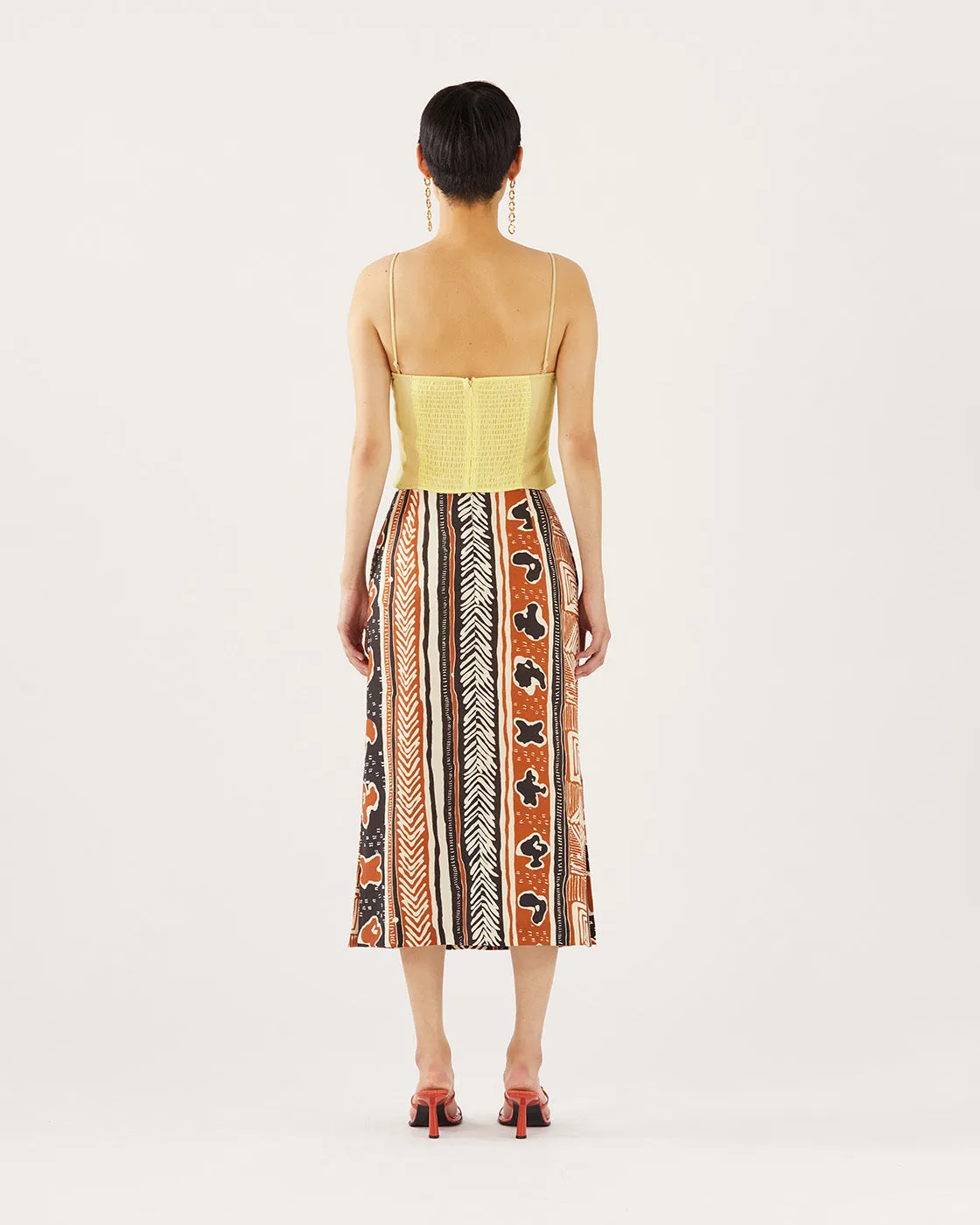 Justine Skirt Tencel Print Brown