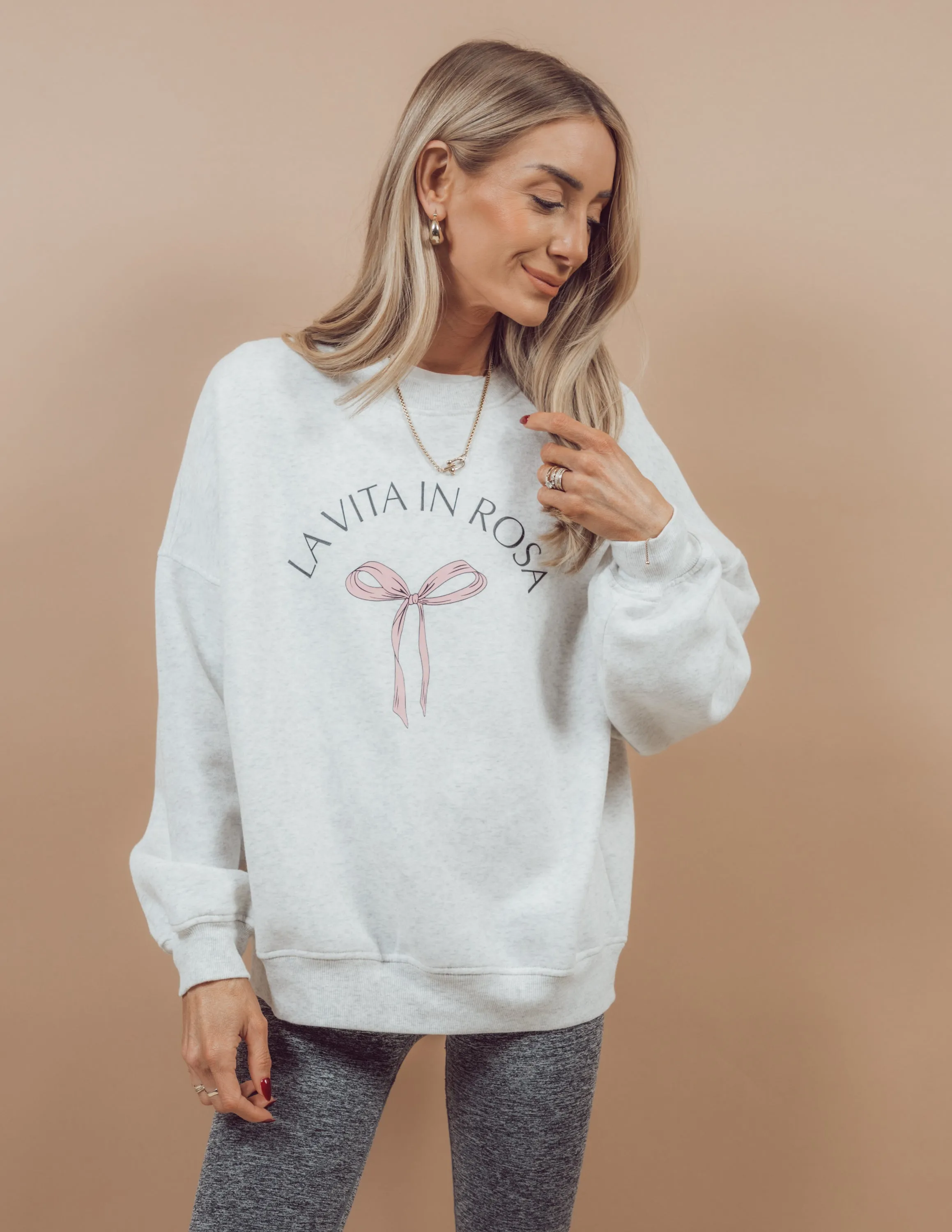 LaVita in Rosa Bow Graphic Crewneck