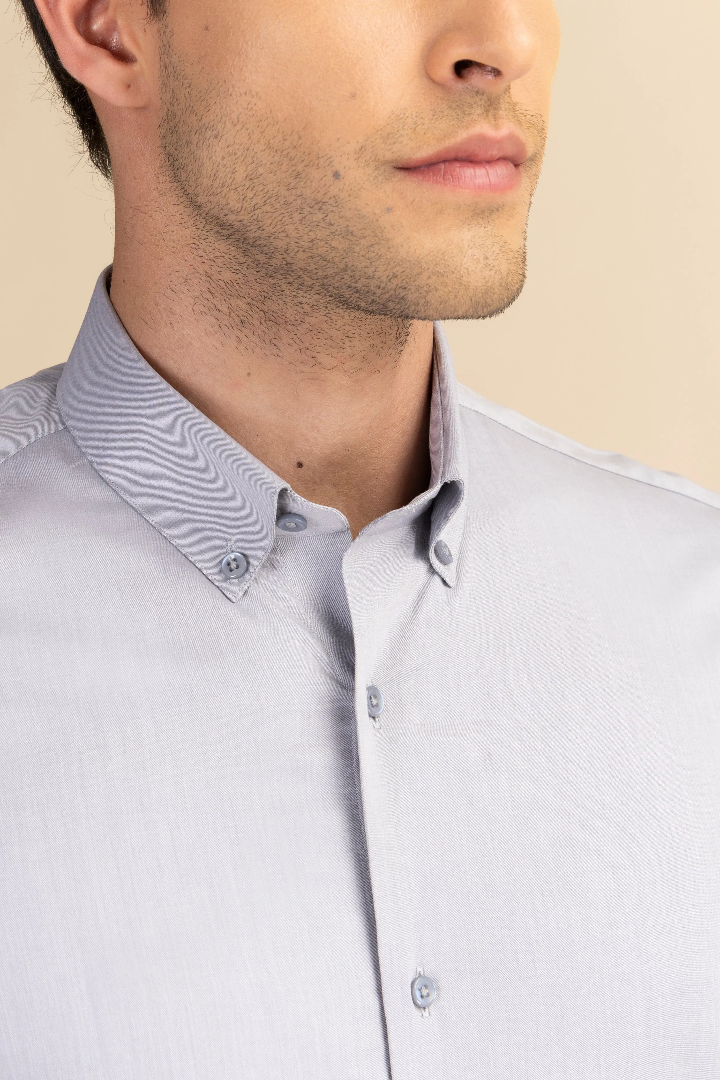 Light Grey Poplin Solid Shirt