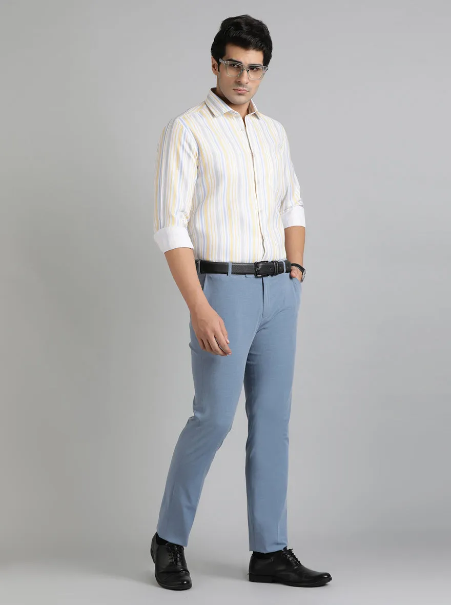 Light Yellow Striped Slim Fit Formal Shirt | Greenfibre