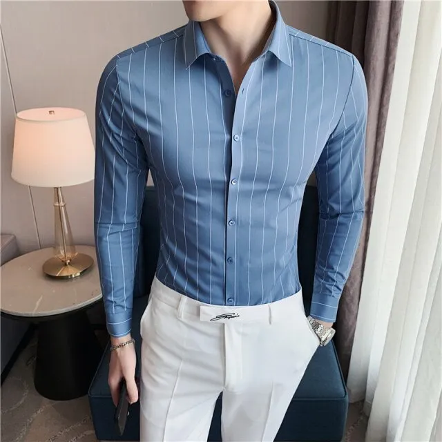 Long Sleeve Striped Slim Fit Shirts