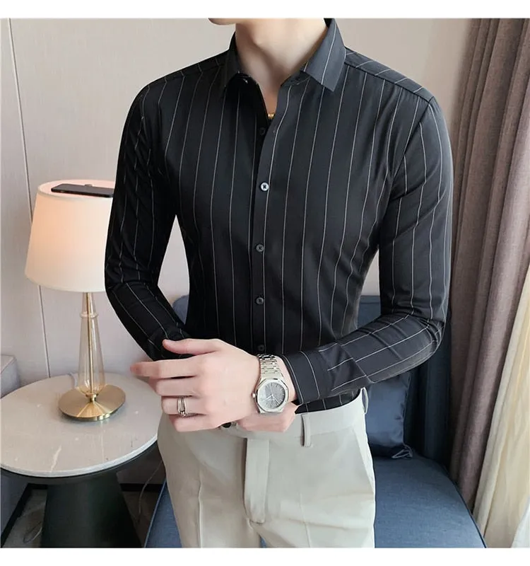 Long Sleeve Striped Slim Fit Shirts